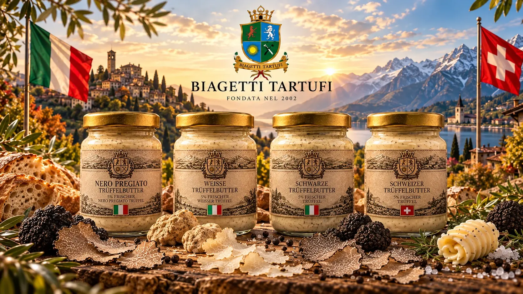Hausgemachte Trüffelbutter mit 5% frischem Trüffel in 60g und 250g Gastrogrösse